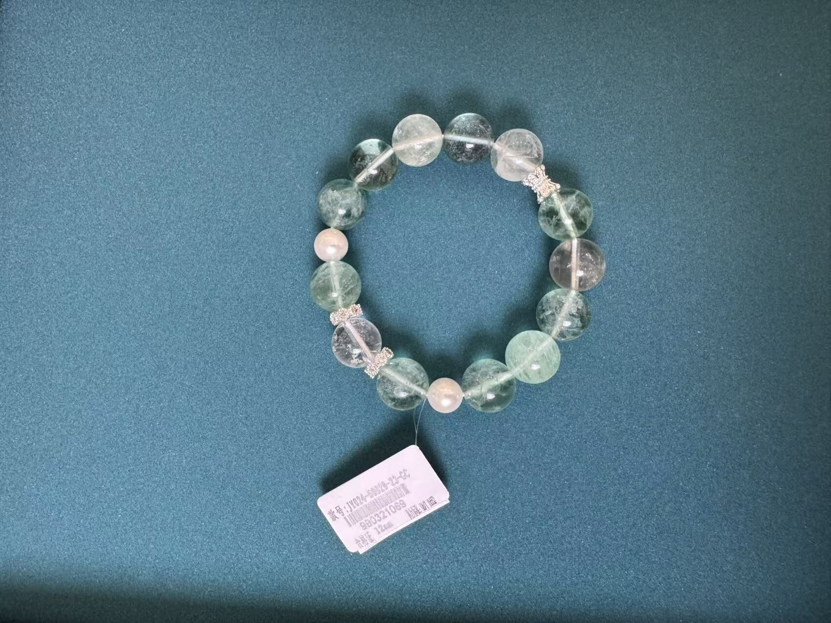 JY024-50929-23-GC 草綠螢石水晶手串 (Q18)
