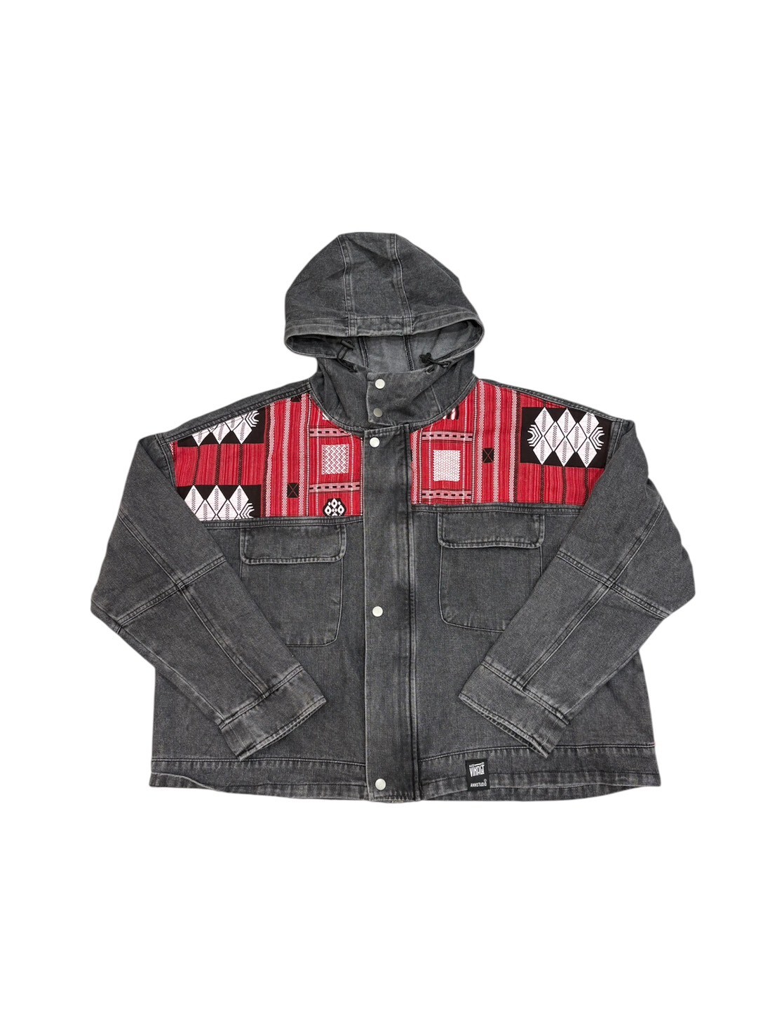 Annstudio | 立領連帽拼接外套