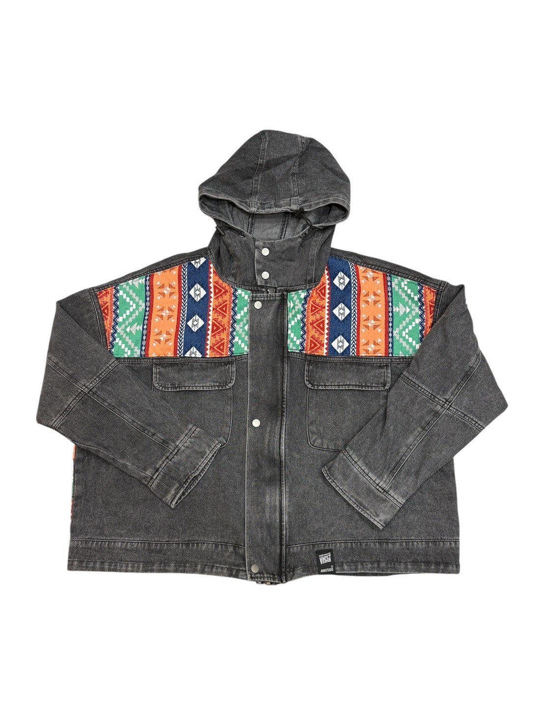 Annstudio | 立領連帽拼接外套