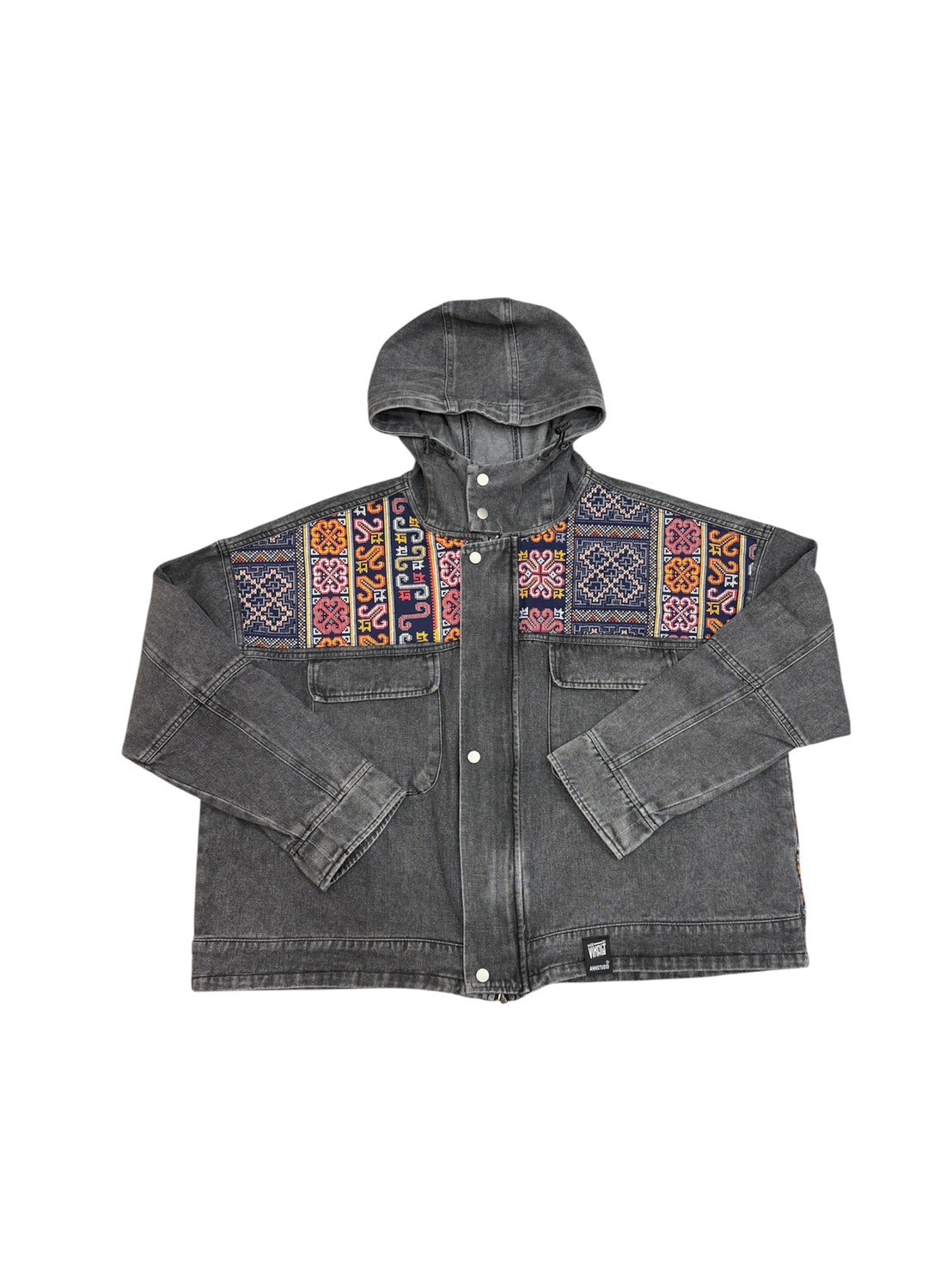 Annstudio | 立領連帽拼接外套