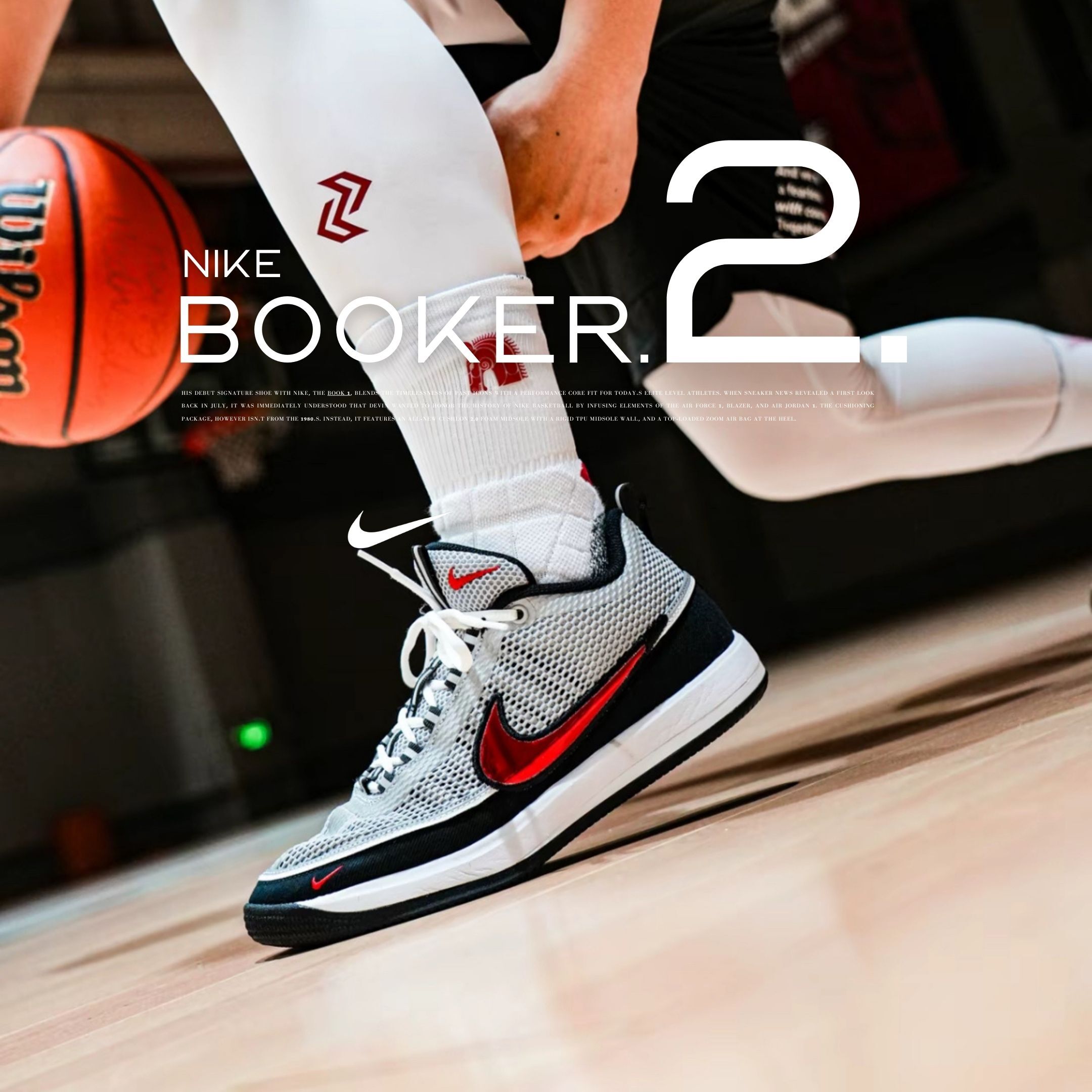 NICEDAY 現貨 Nike Book 2 布克 二代 籃球鞋 銀 銀灰 紅 籃球鞋 實戰 IQ0051-001