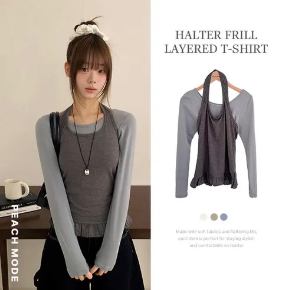 【11/2完額外95折優惠！首批優惠價預訂】韓國掛頸荷葉邊套裝（3色）