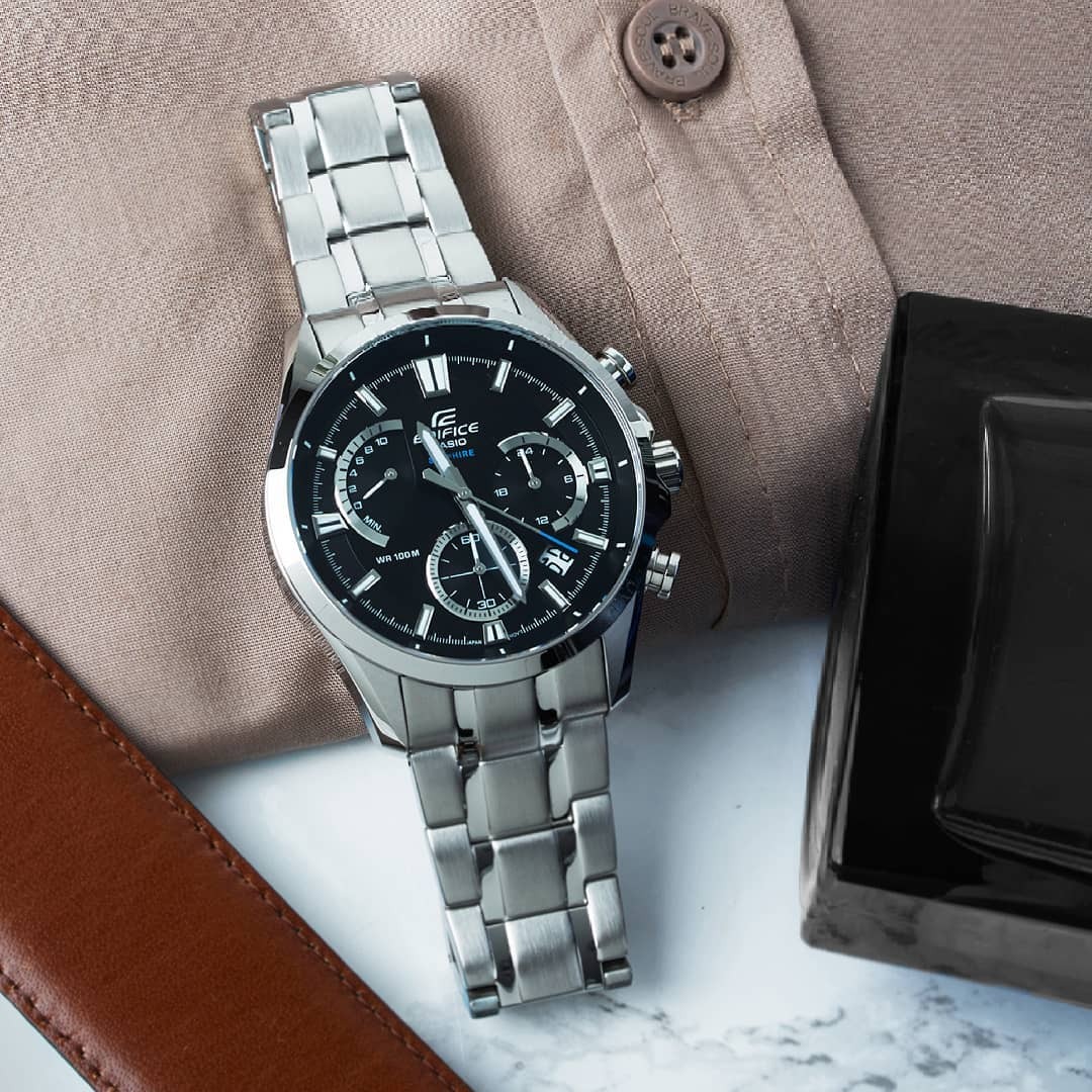 【CASIO 卡西歐】EDIFICE EFB-550D 藍寶石玻璃 簡約 計時 不鏽鋼 手錶