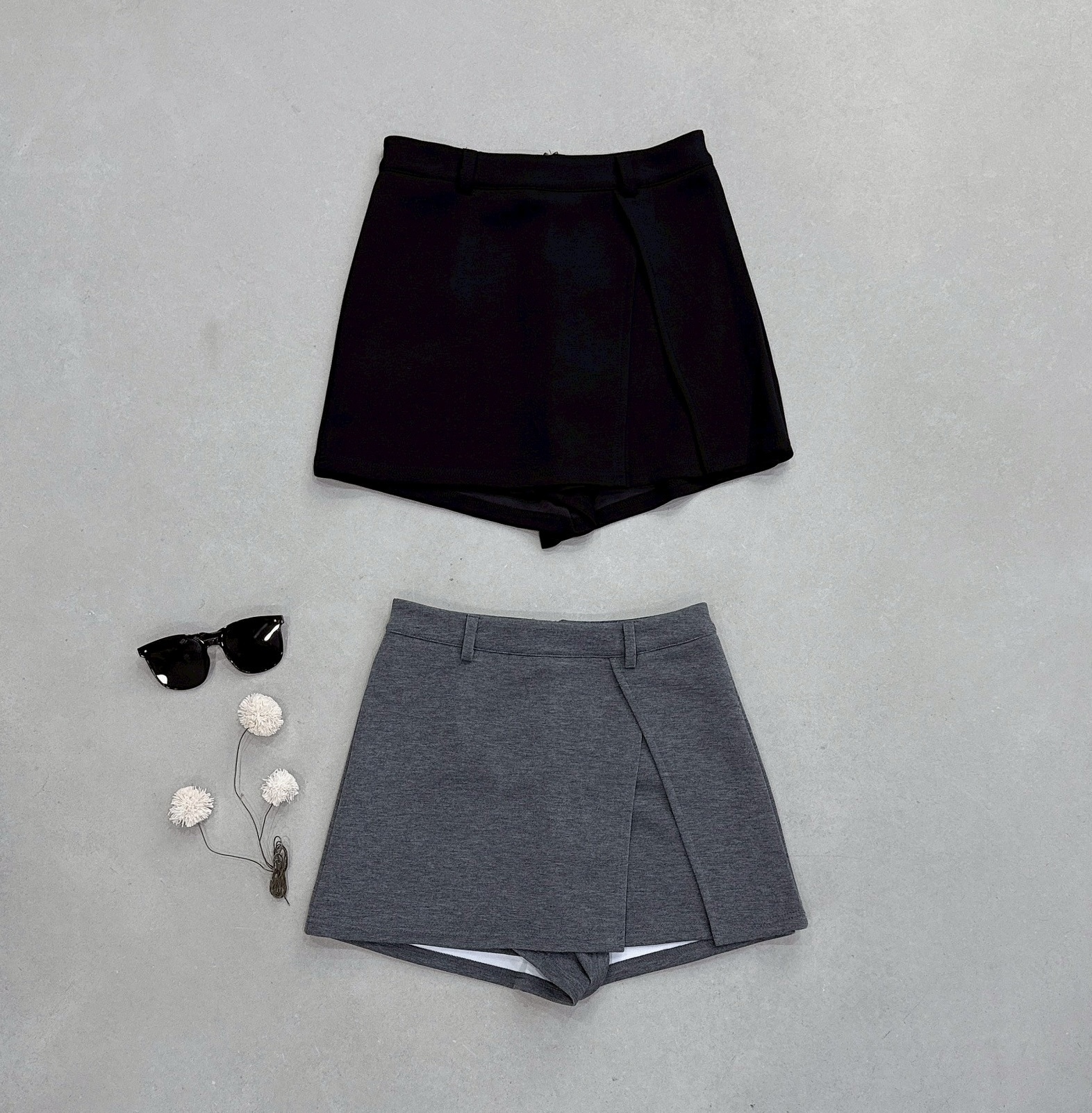 小開岔太空棉素面褲裙 2681