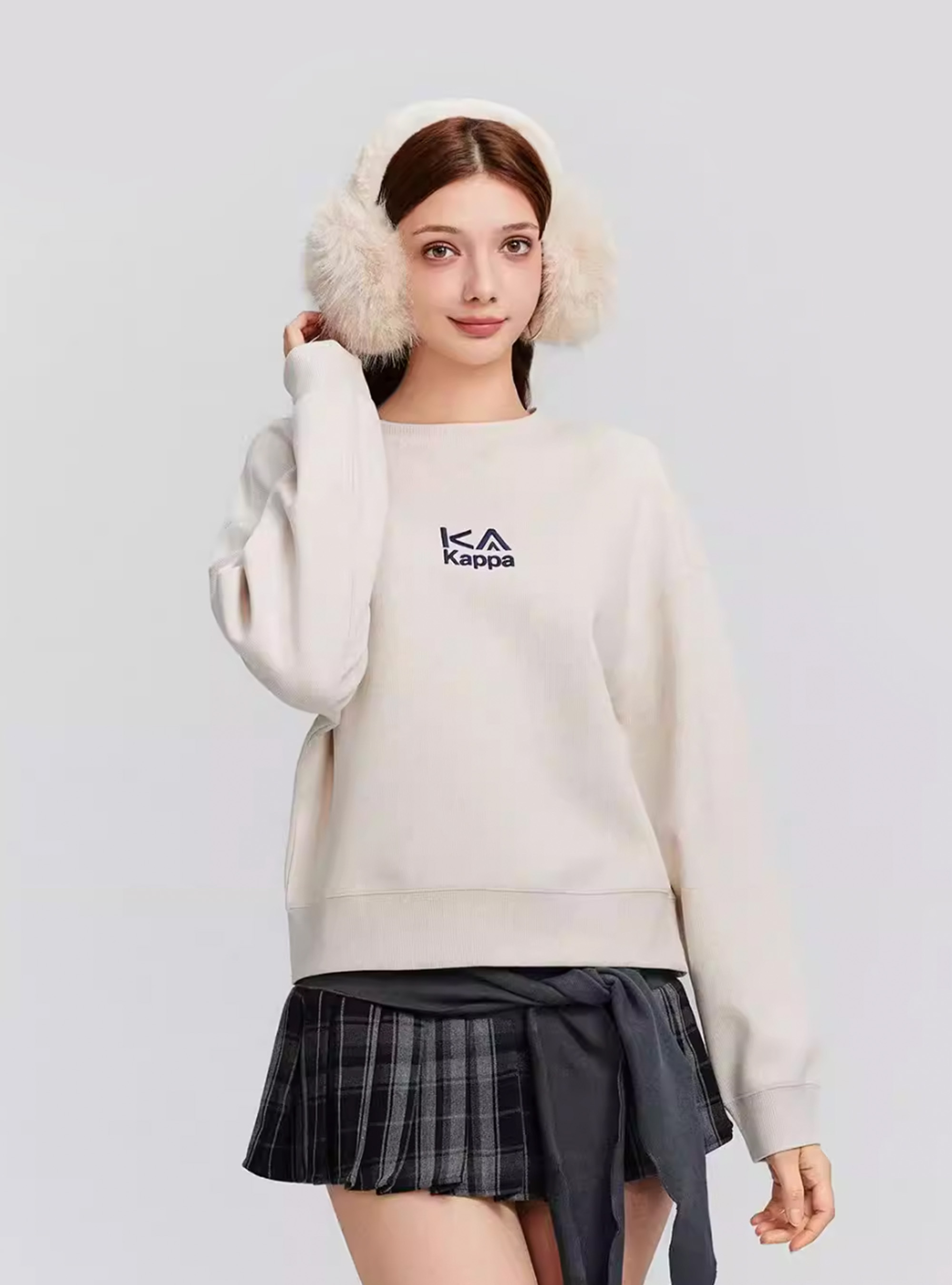 女款 內裡刷絨圓領大學T