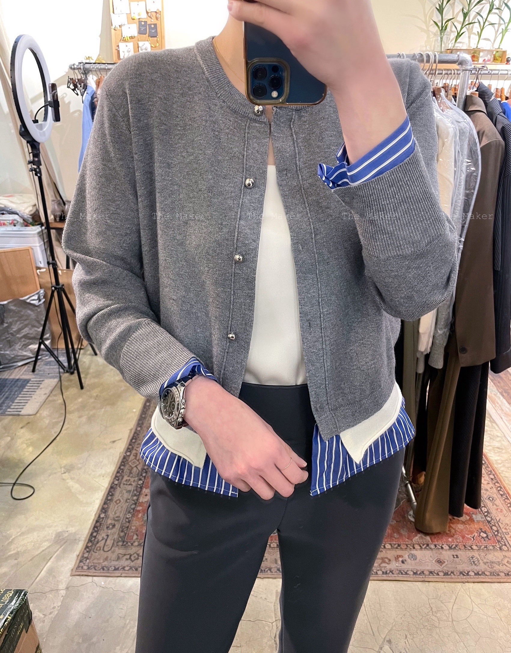 💙 層次感拼料Cardigan 🖤