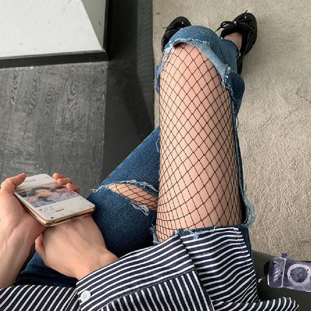 KR - 大網眼漁網襪 2雙裝 (KRW-003)