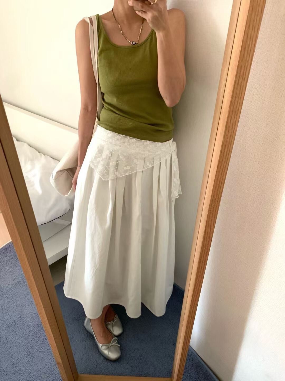 附綁帶絲巾造型鬆緊腰百摺裙長裙-F / 2色