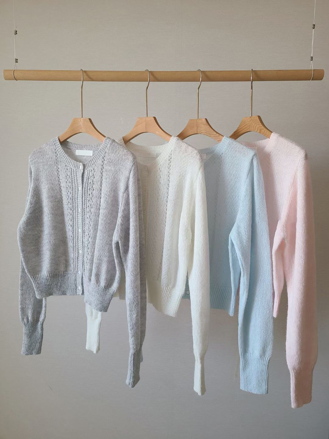 氣質麻花編織滾邊圓領排釦針織上衣罩衫 / 4色