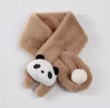 BYC02SC031KI 卡其色可愛熊貓絨毛頸巾