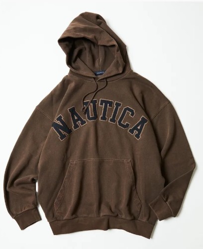 2024AW NAUTICA Pigment Dyed ARCH LOGO HOODED 水洗刺繡帽T