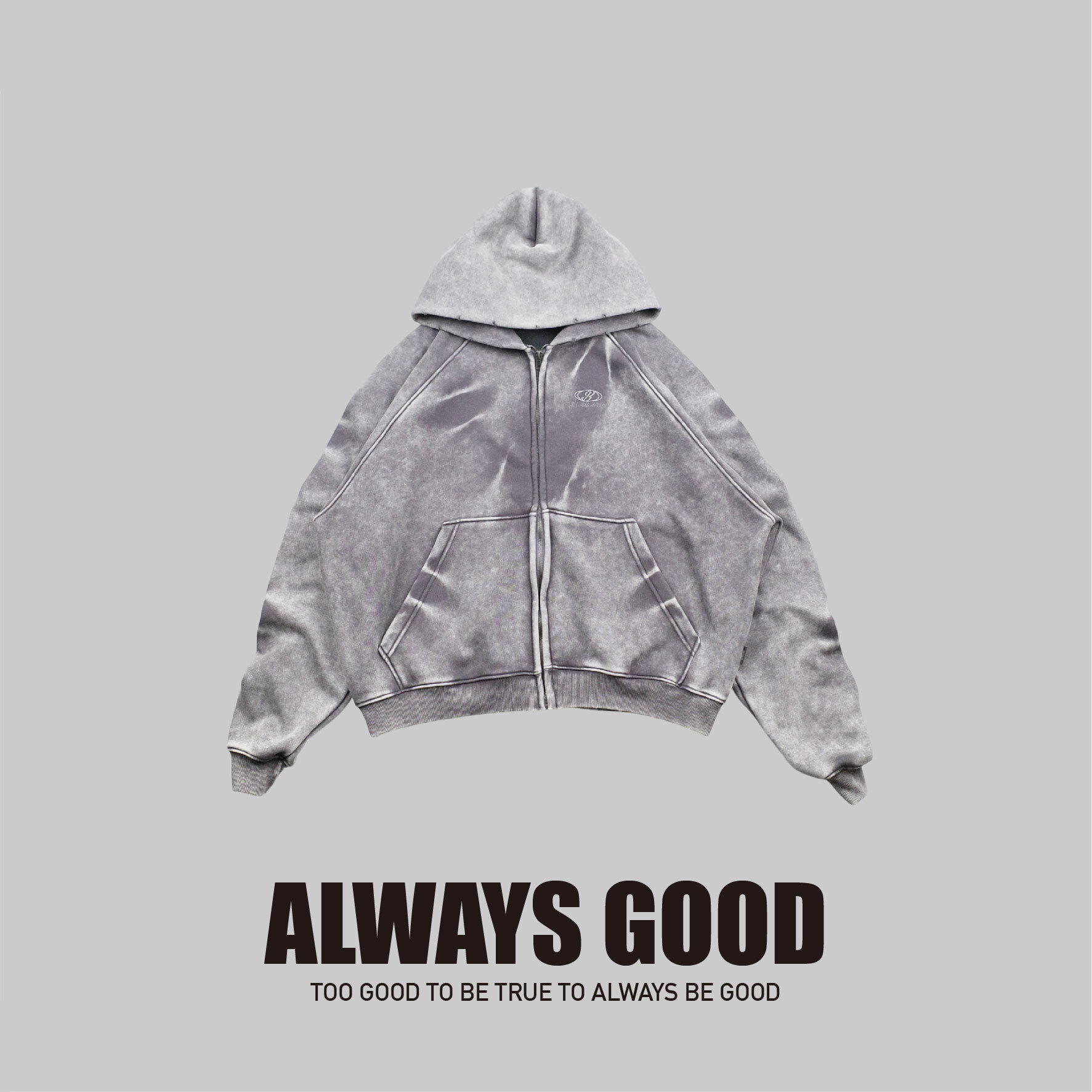 『Always_Good』水洗 刺繡 抓皺袖 短版 連帽 外套
