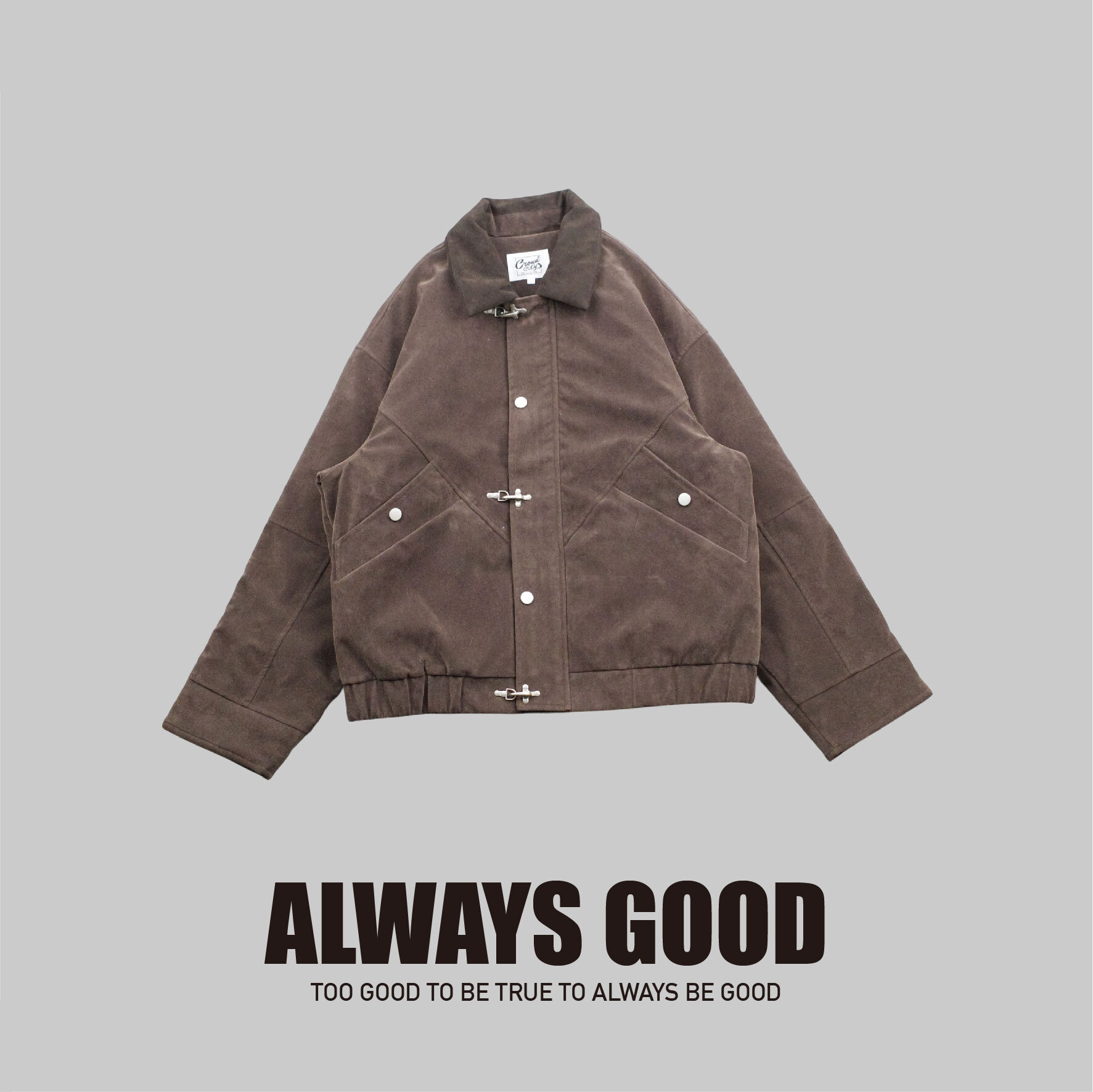 『Always_Good』解構 拼接 消防扣 麂皮 鋪棉 外套