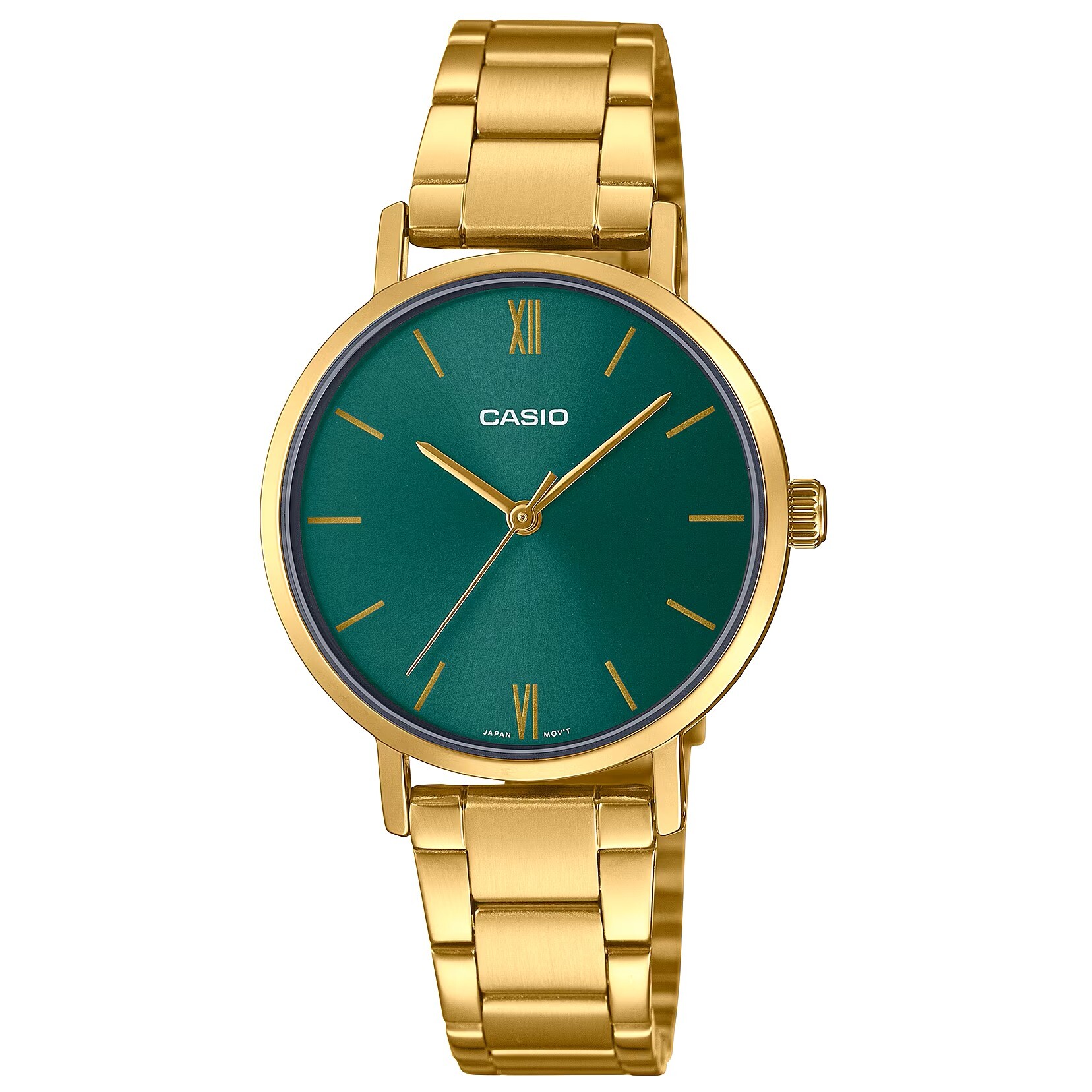 預購款【CASIO卡西歐】 氣質復古 簡約無字 高雅綠金 寬面無字 女款 手錶 腕錶 LTP-VT02G-3A