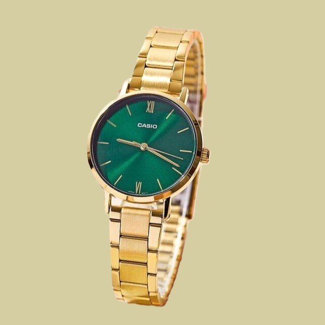 預購款【CASIO卡西歐】 氣質復古 簡約無字 高雅綠金 寬面無字 女款 手錶 腕錶 LTP-VT02G-3A