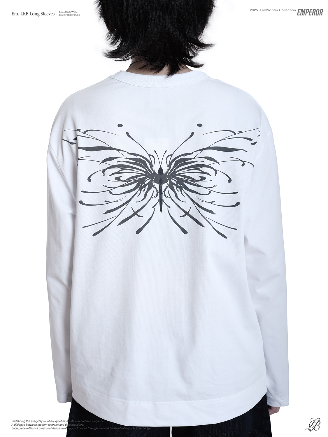 Nurari 彼岸蝶薄長 長袖 黑/白 25 A/W Em. LRB long sleeves