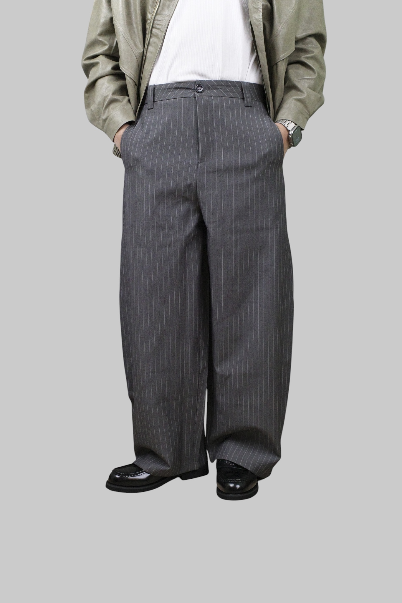 『Always_Good』直條紋 皺褶 顯瘦 西裝褲