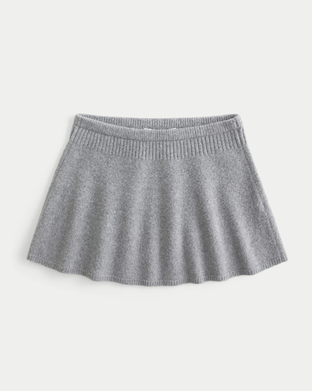 [S] HOLLISTER HEATHER MID-RISE CIRCLE-CUT SWEATER KNIT MINI SKIRT, 663180321-HEATHER GRAY (SZZ932)