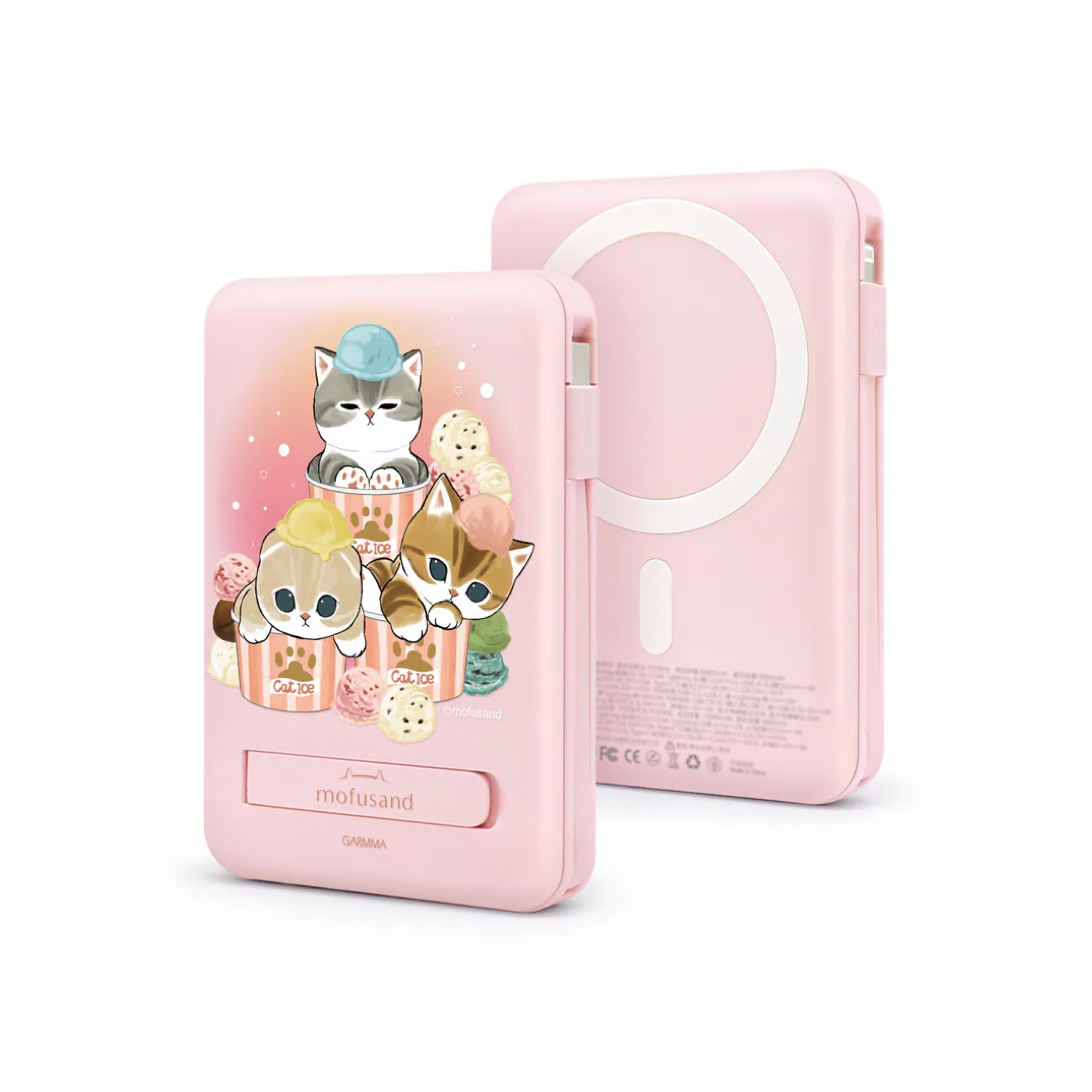 Garmma Mofusand 10000 系列磁吸帶線五合一行動電源（CCC 認證）