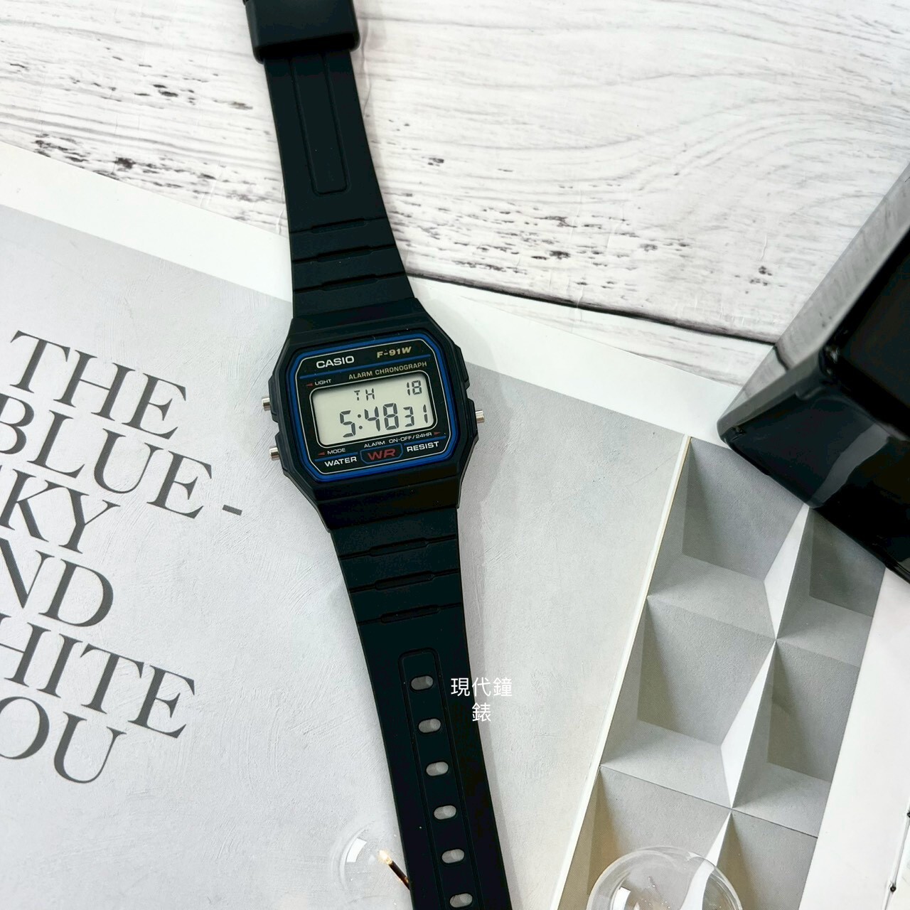 【CASIO 卡西歐】經典方形電子錶F-91W-1D 35.2mm 現代鐘錶