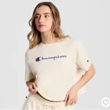 [S] CHAMPION UNBLEACHED COTTON ICONIC CROPPED SHORT SLEEVE TEE, CPW253TS04022-UNBLEACHED COTTON (SZZ934)