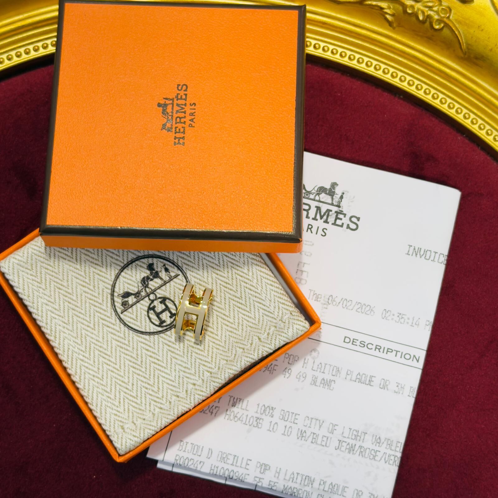 全新HERMES耳夾 POP H  EAR CUFF 奶茶色金扣 MARRON GLACE H100094F 55 #BRAND NEW #香榭站正品