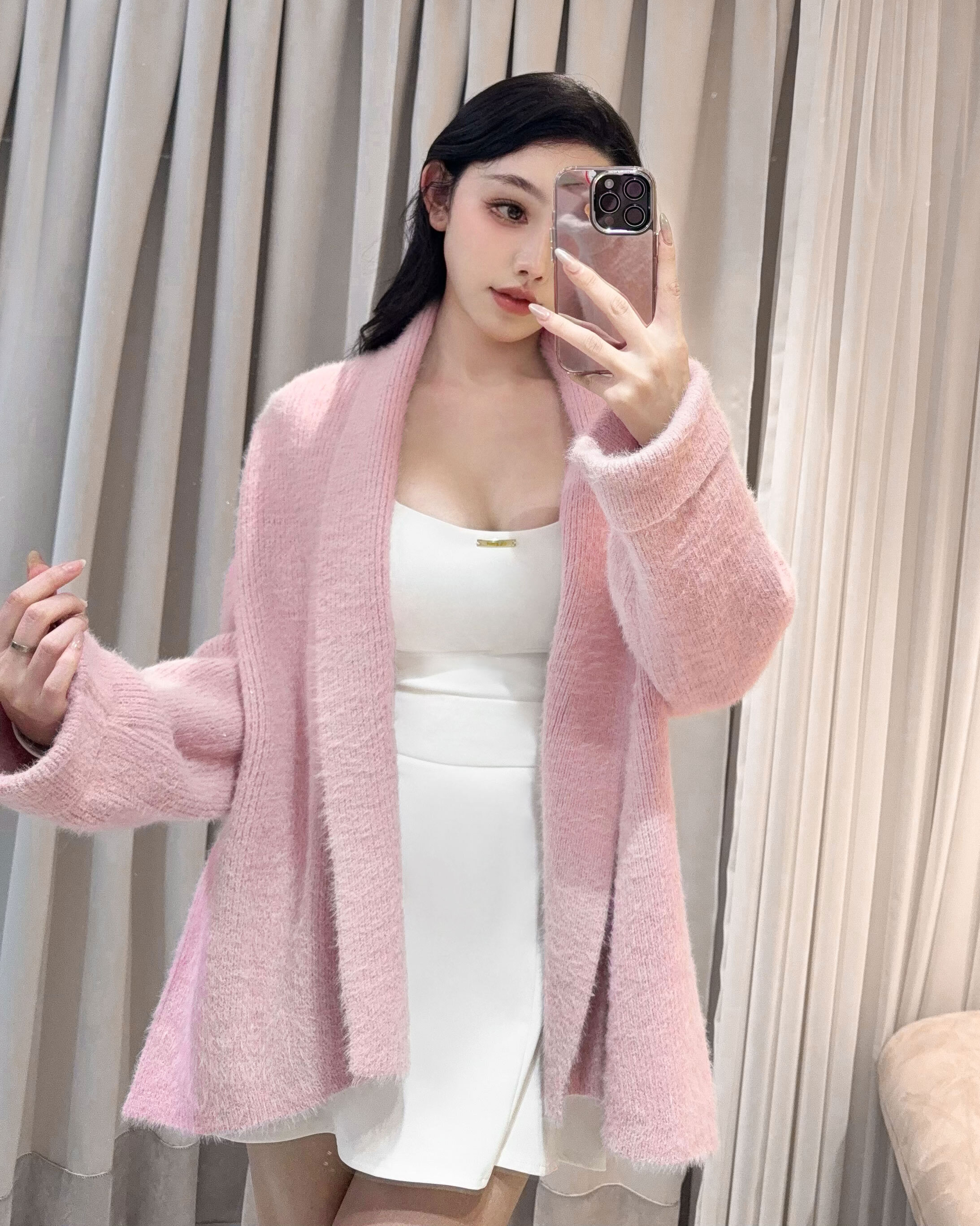 訂製-慵懶毛海開襟外套