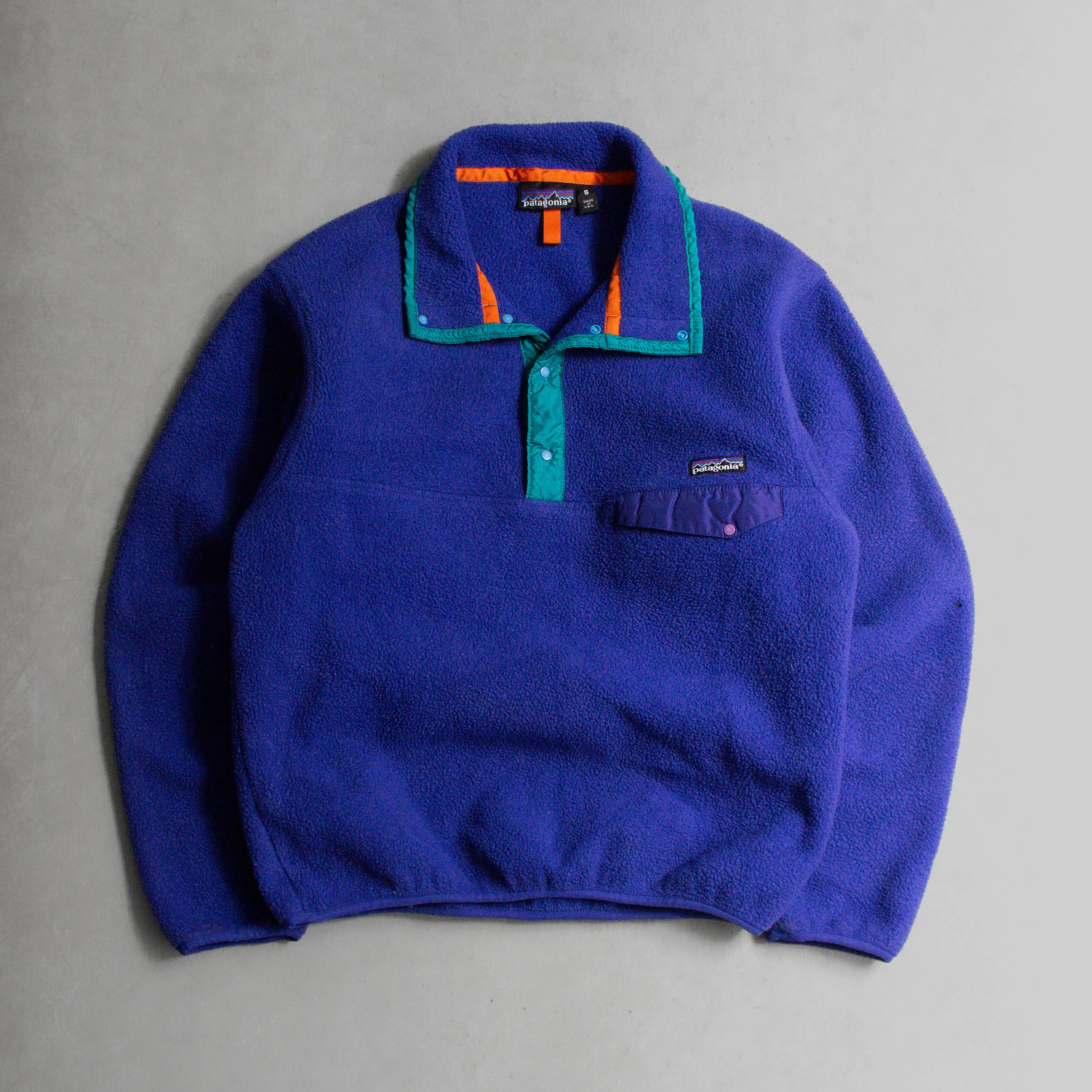 PATAGONIA SYNCHILLA SNAP-T 美國製 藍紫色 刷毛 高領 套頭 上衣 S