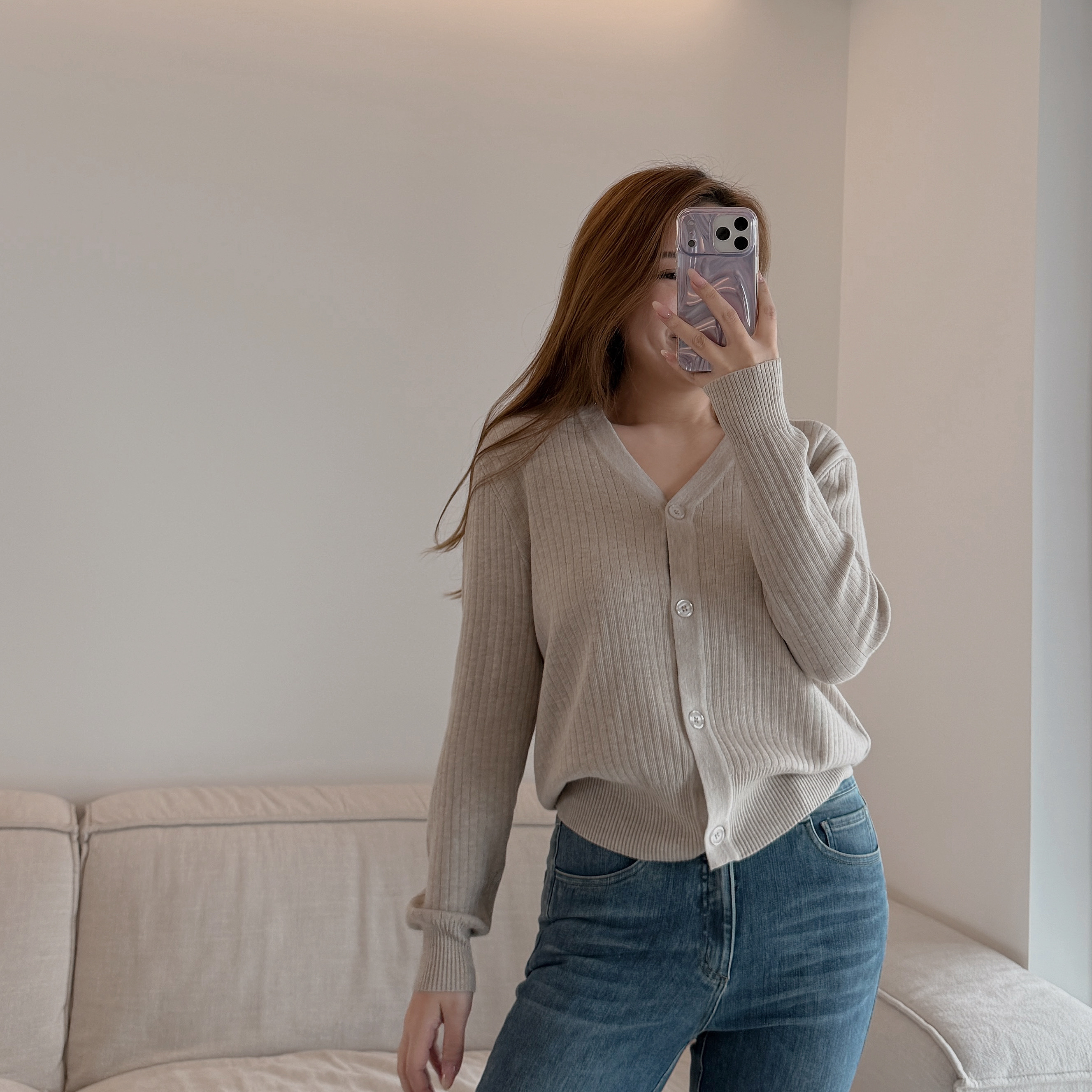 7379 V領針織薄外套 三色入