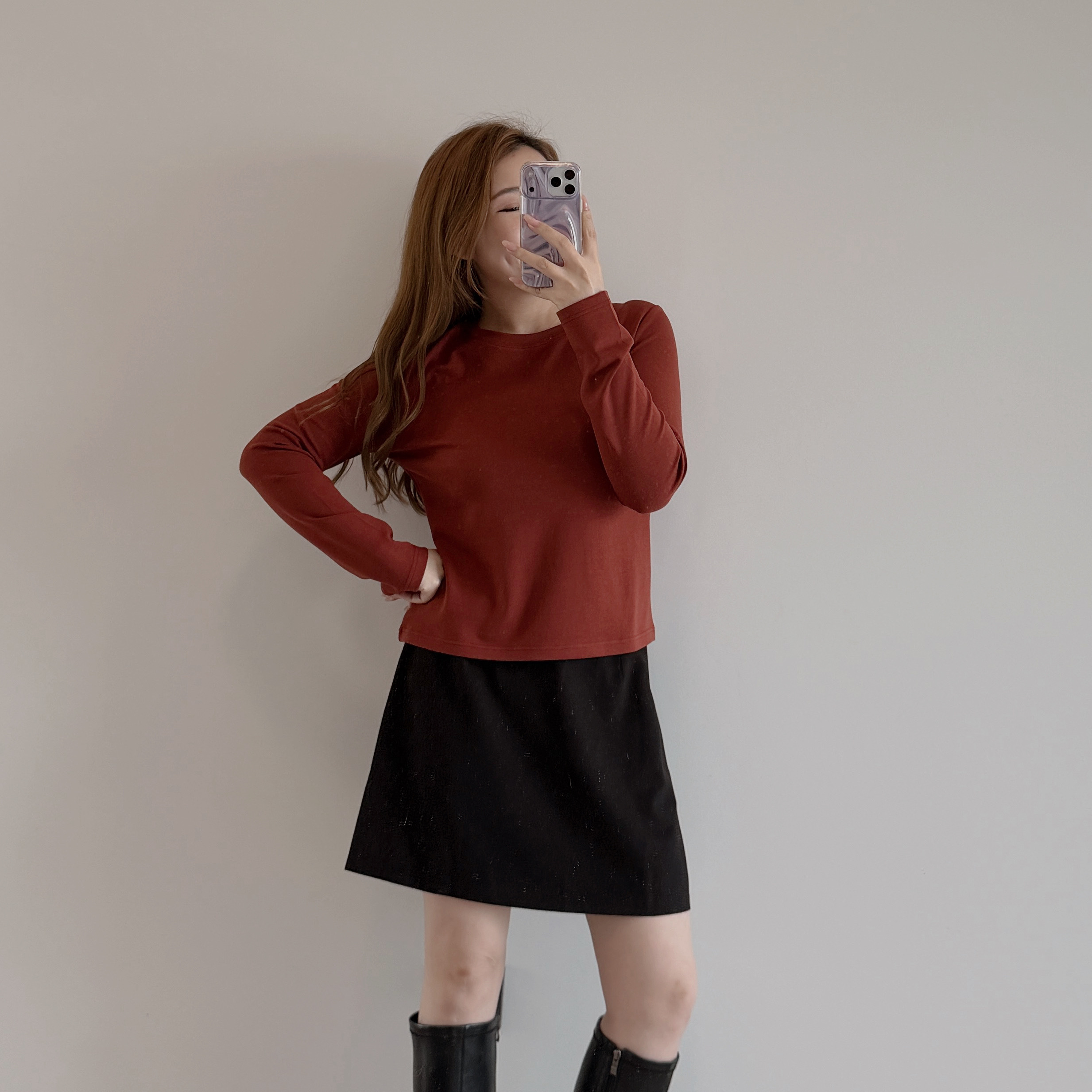 7359 黑色極軟身半身裙