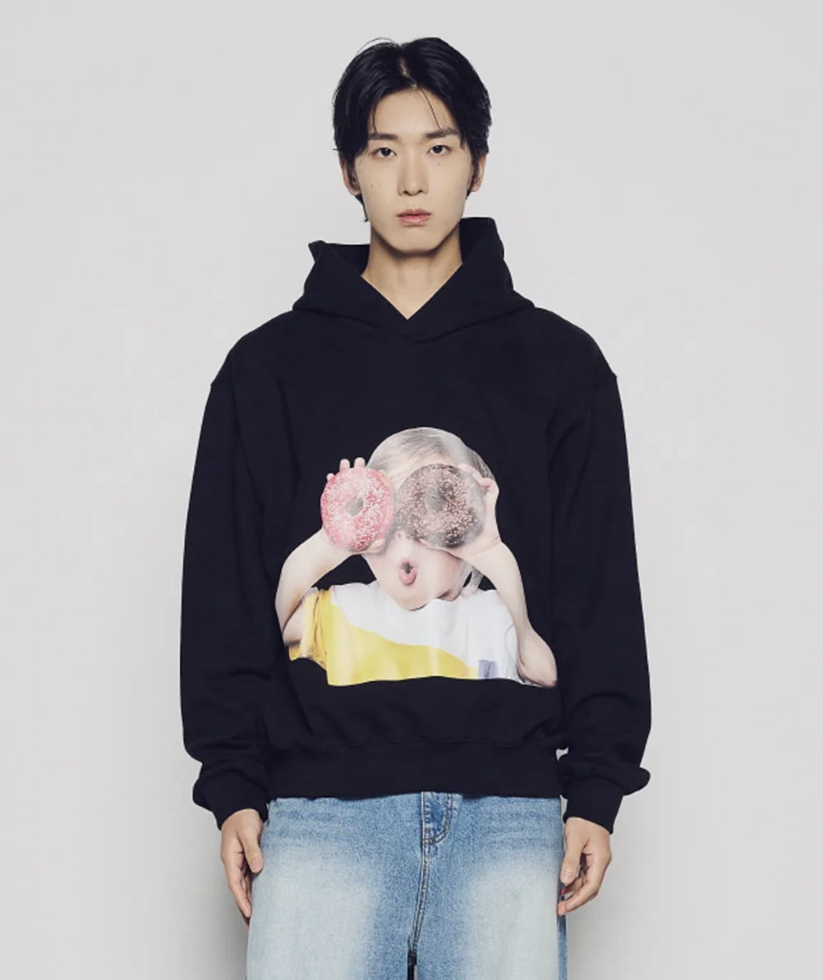 [ ADLV ] 全新 ADLV 嬰兒臉甜甜圈 1 號黑色連帽T