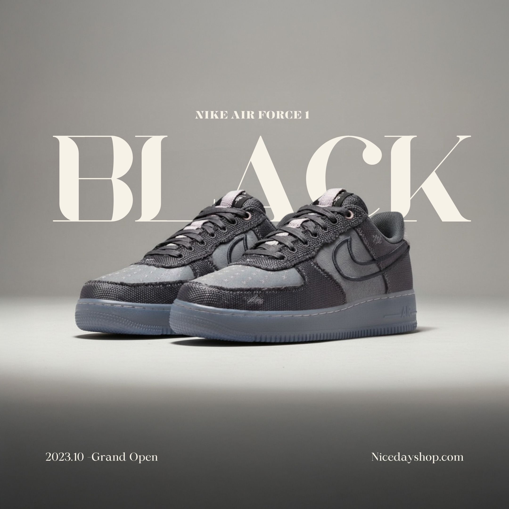 NICEDAY 現貨 Nike Air Force 1 黑灰 機能 冰底 黑 灰 撕裂 IQ0614-060