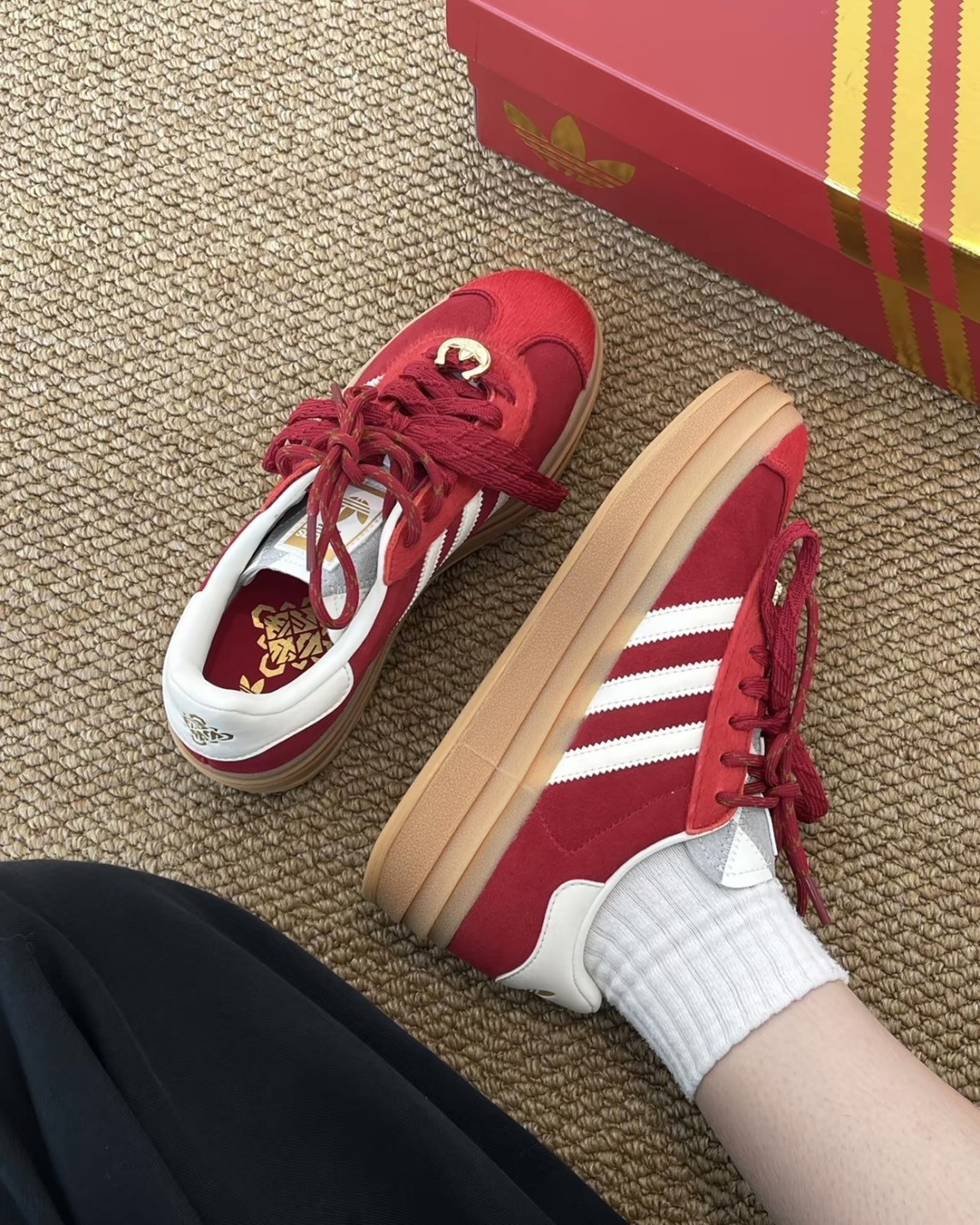 Adidas CNY Gazelle Bold 馬年限定 厚底 增高 紅