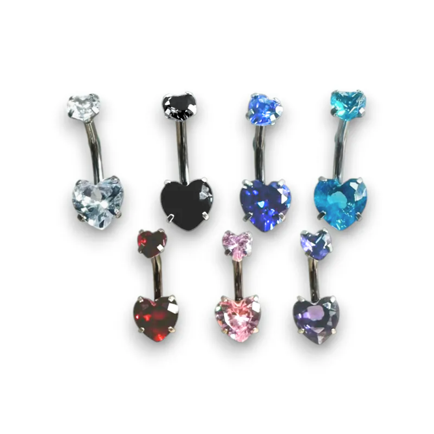 鋼-肚臍環-上下愛心-10MM長-7色(單支價)