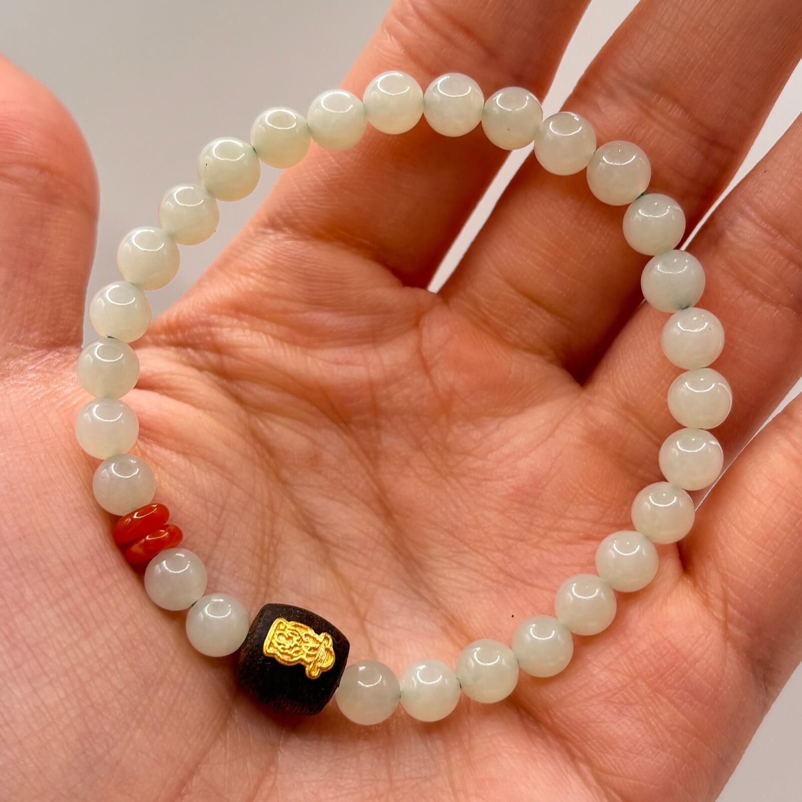 AB260205-S9-南紅和田玉財神單圈 6mm+(已包集體龍虎山開光，4月頭到貨，只限尖沙咀門店自取）