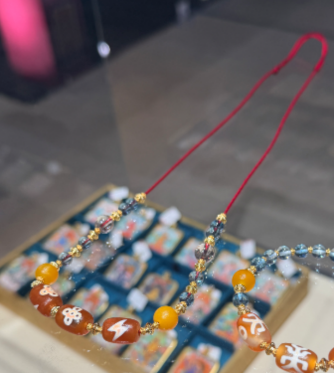 0206XZB01-雪堆白唐卡-夏珠林寺廟 舍利子天珠 頸鏈（B1）