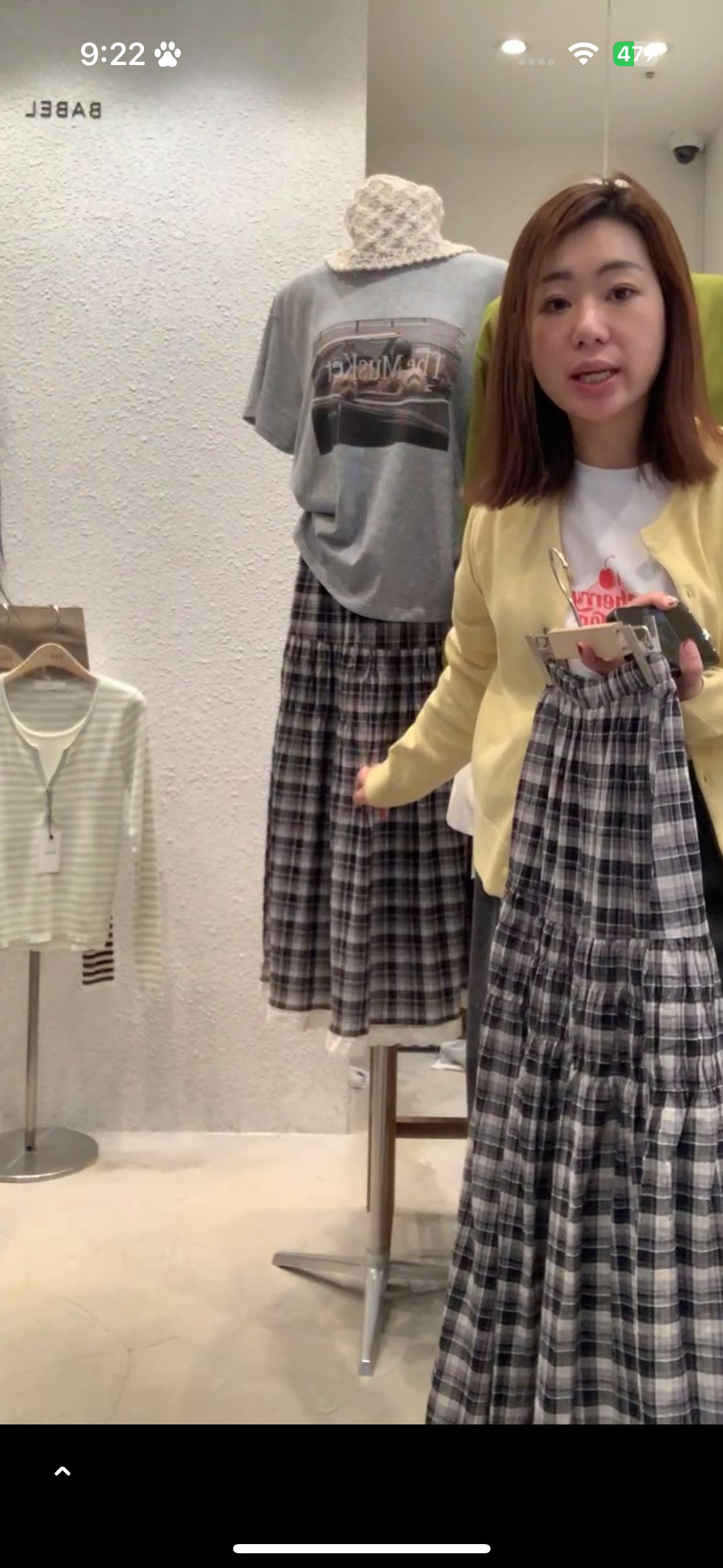 格子下擺蕾絲裙