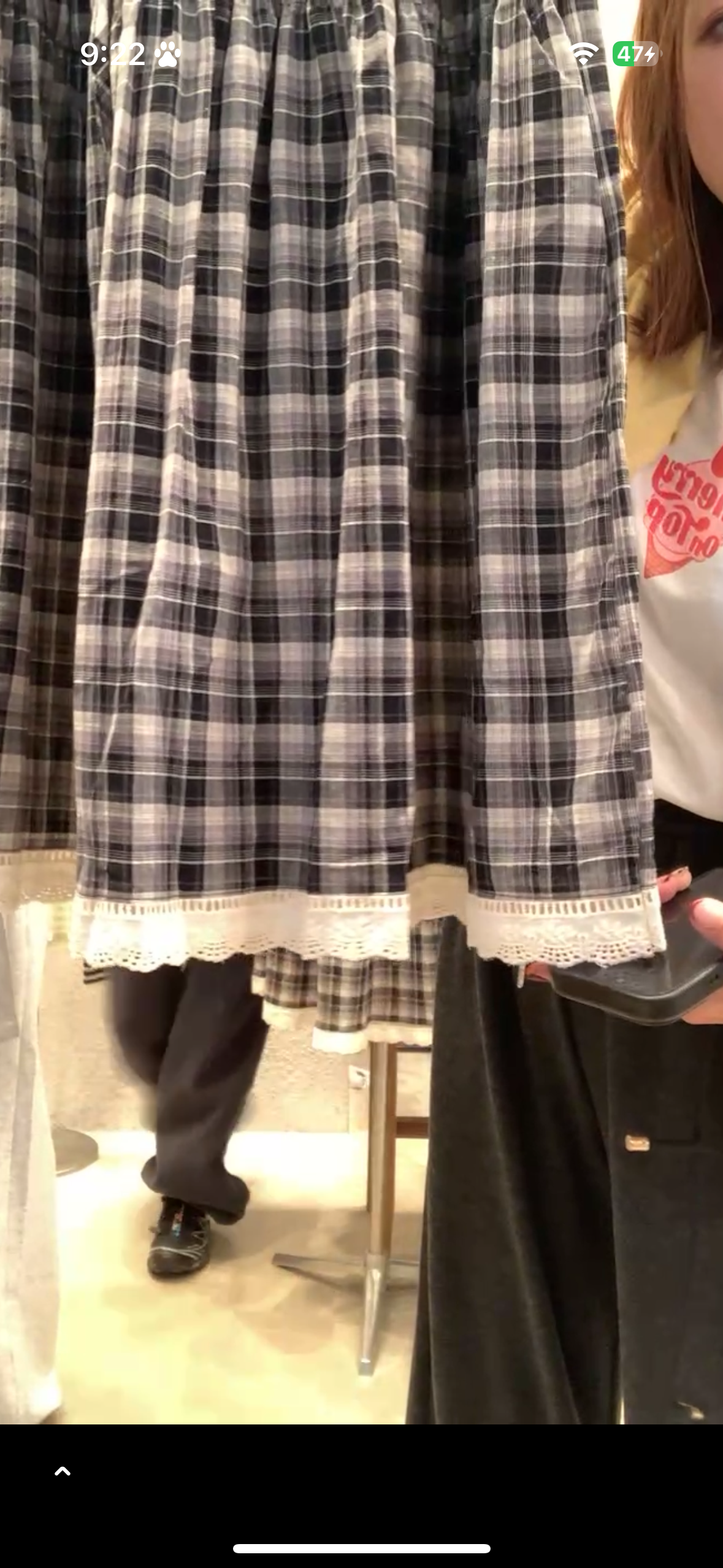 格子下擺蕾絲裙