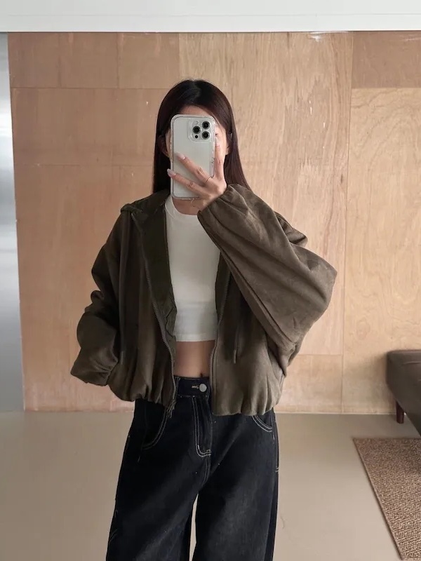 愛不釋手軟料麂皮連帽外套