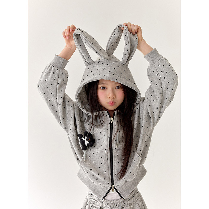 正韓春Lilas 兔耳朵點點拉鍊外套