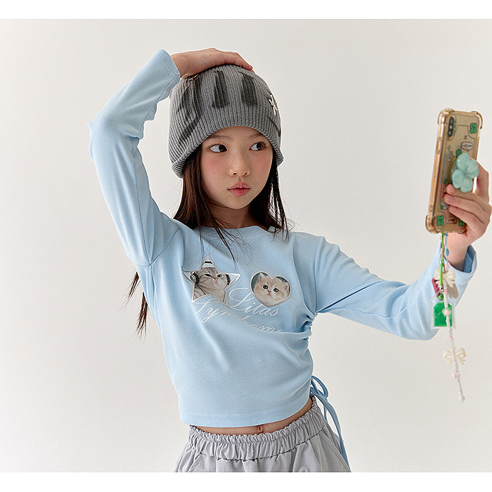 正韓春Lilas 療癒小貓短版上衣