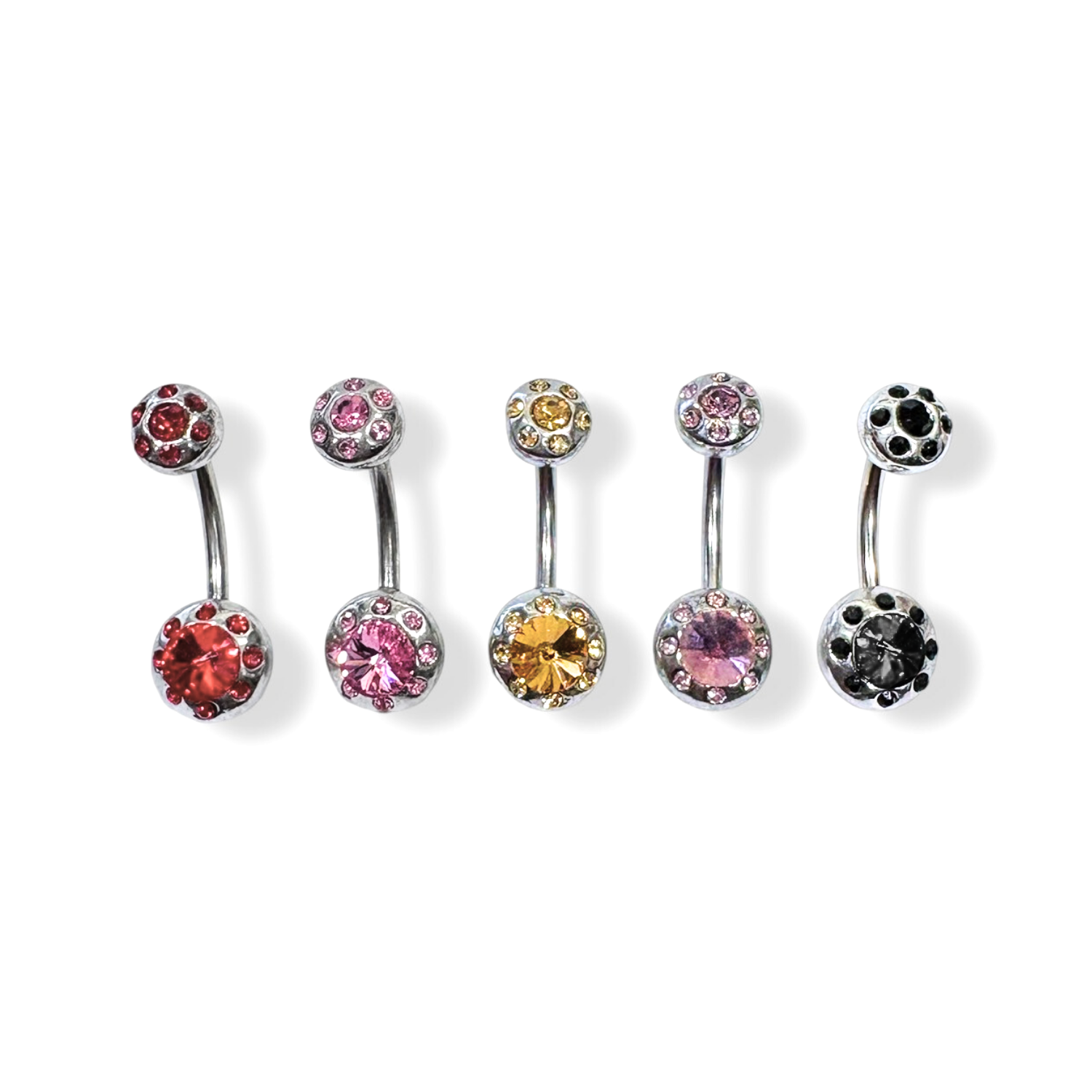 鋼肚環-銀框排列鋯中反鑲大鋯 5色(單支價)