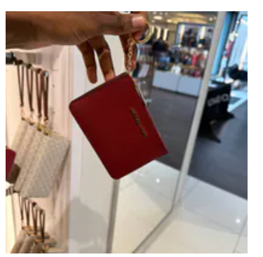 [S] MICHAEL KORS CHERRY 35F7GTVU1L JET SET TRAVEL SM TZ COINPOUCH W ID LEATHER, 191262310416 (SMK1375)