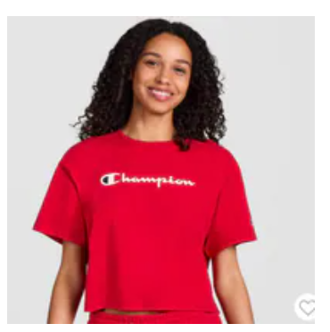 [S] CHAMPION TANGO RED ICONIC CROPPED SHORT SLEEVE TEE,CPW253TS04014-TANGO RED [FINAL SALE] (SZZ941)