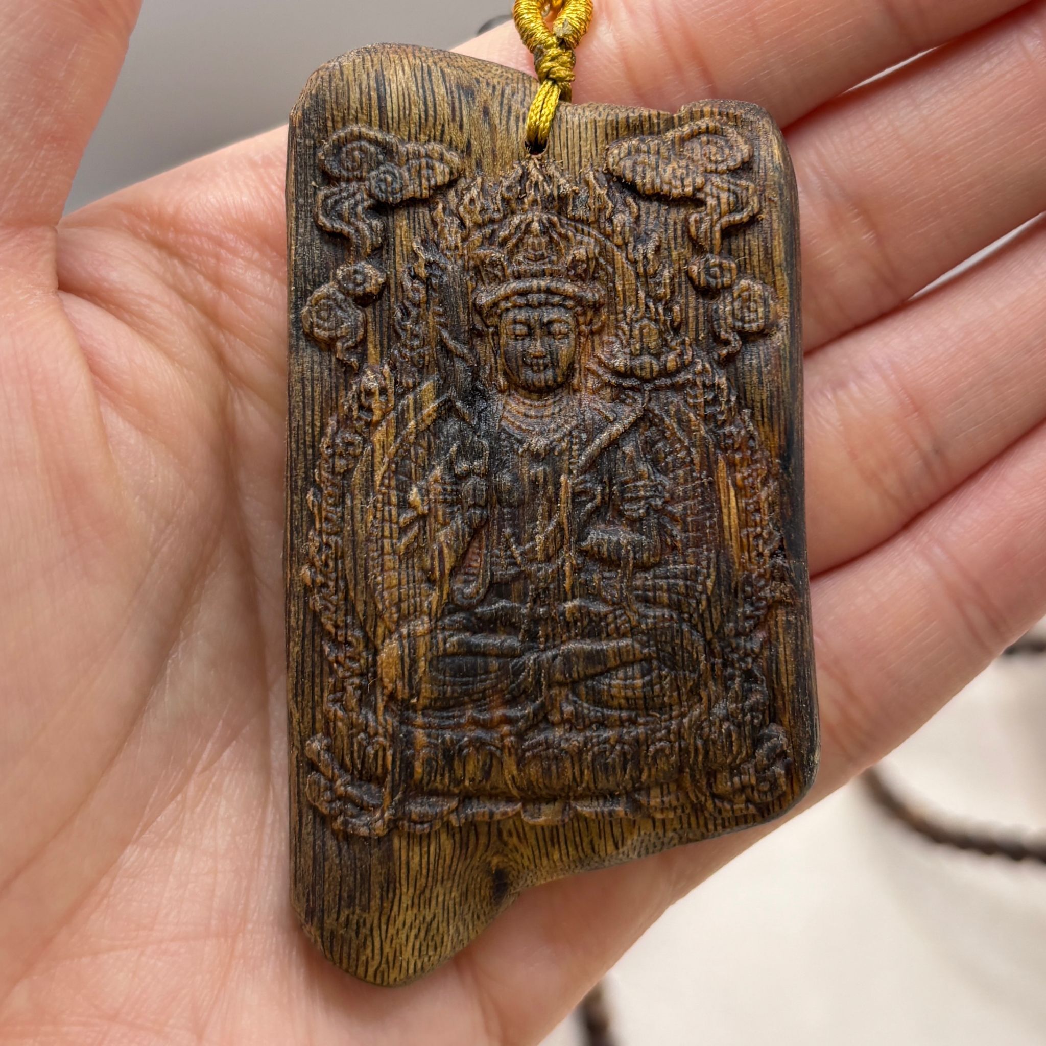 AB260205-S79-黑棋沉香八大守護神雕刻牌吊墜頸鏈 - 雞：不動明王(一物一證書)（天然沉香形態不一） (已包集體龍虎山開光，4月頭到貨，只限尖沙咀門店自取）