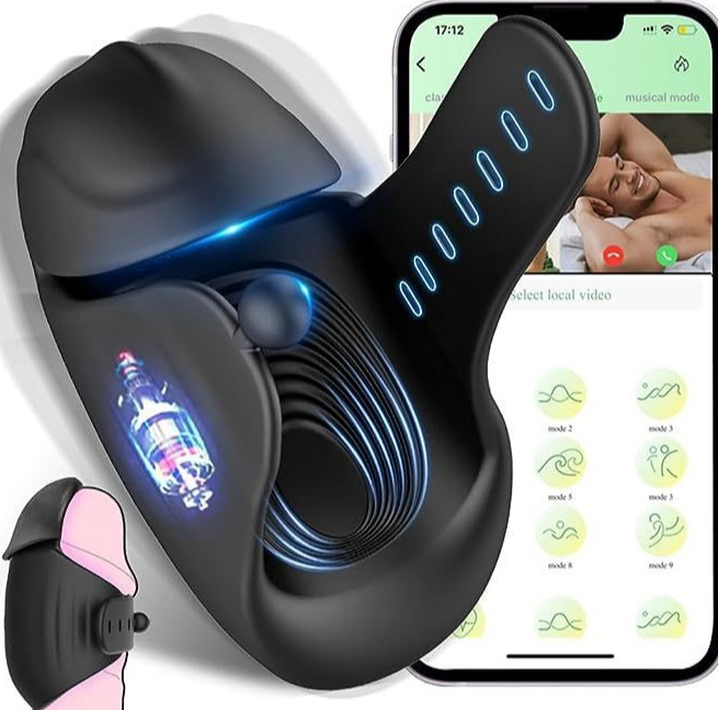 〔可訓練持久力〕PureJoy 波比 APP控穿戴式陽具震動器 (黑色)