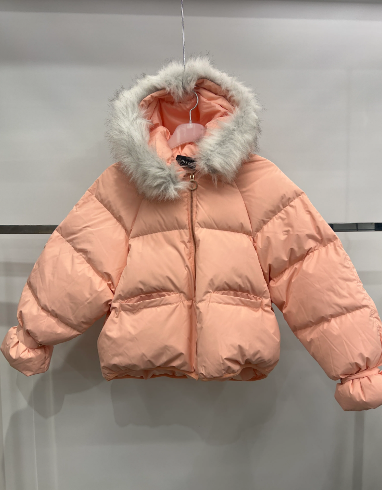 PT74 韓國毛毛帽拉鏈鴨絨外套- 粉色 (20Q4OG403PK00)