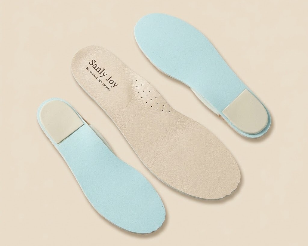 Sanly Joy 使用頭層豚皮鞋墊，具備優異吸濕排汗功能，有效防止腳臭與細菌滋生。