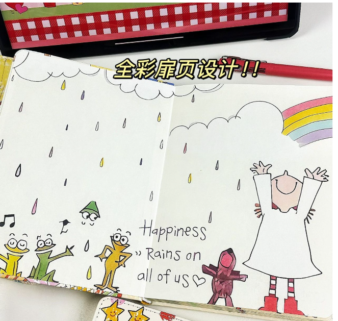 皮质笔记本A5全彩绘内页少女心学生手账本横线本