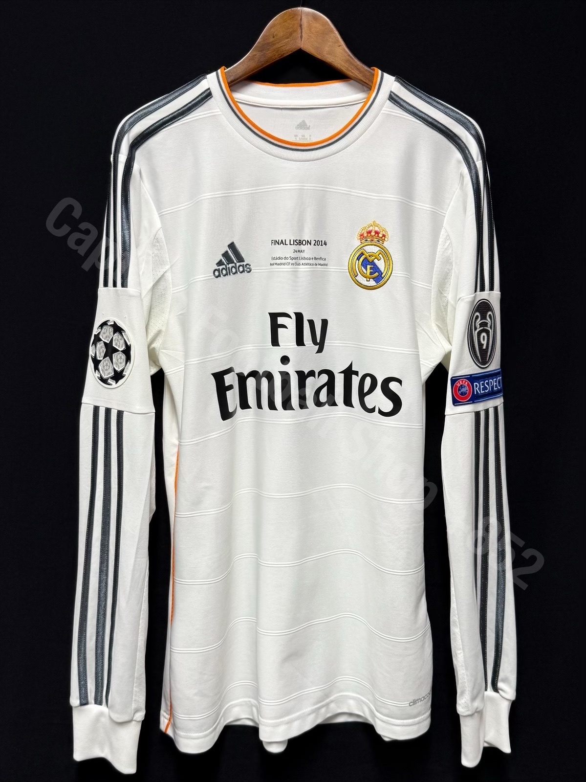 Real Madrid 2013-2014 UEFA Champions League Final Adidas L/S Home Shirt #4 SERGIO RAMOS